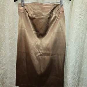 Chic Satin Pencil Skirt in Bronze